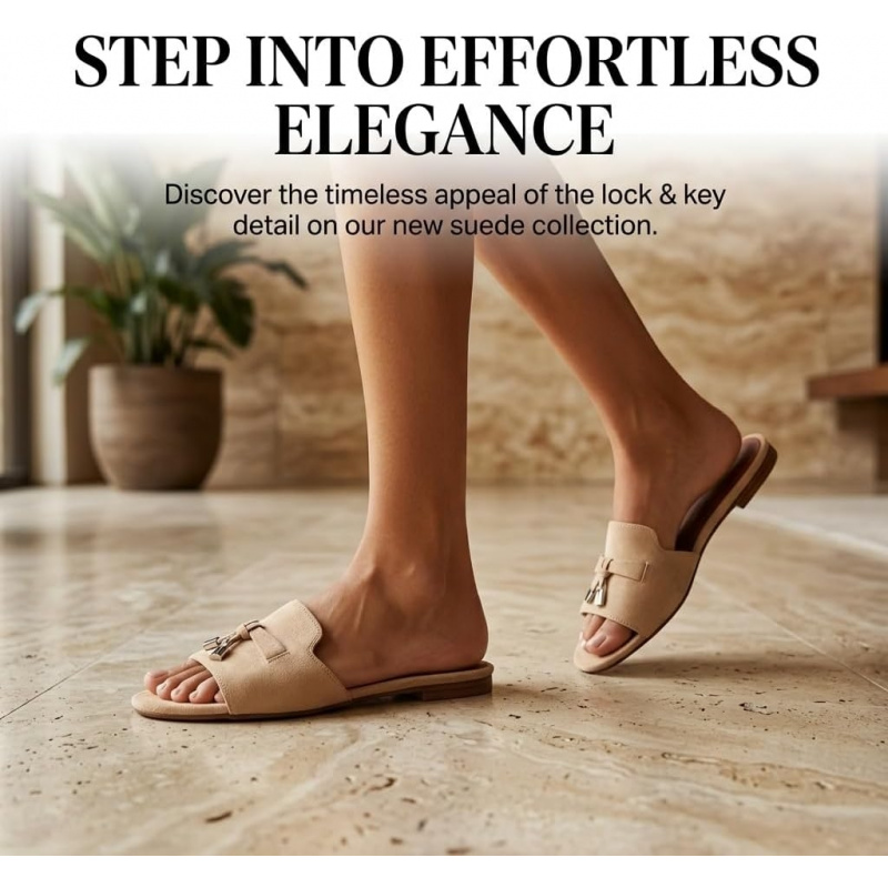 Women's Elegant Suede Slide Sandals with French