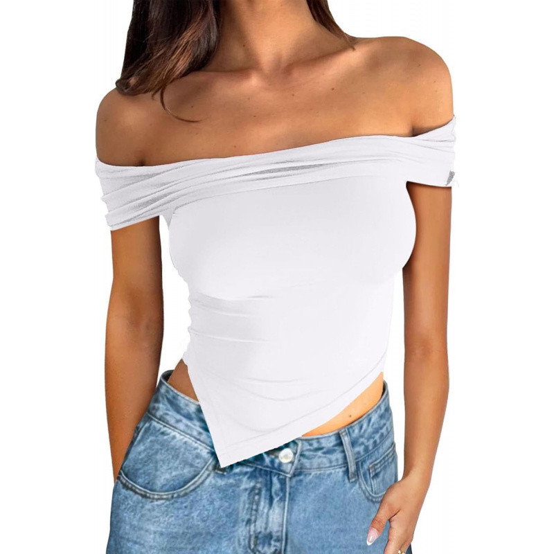 Asymmetrical Y2k Summer Cute Off Shoulder Tops