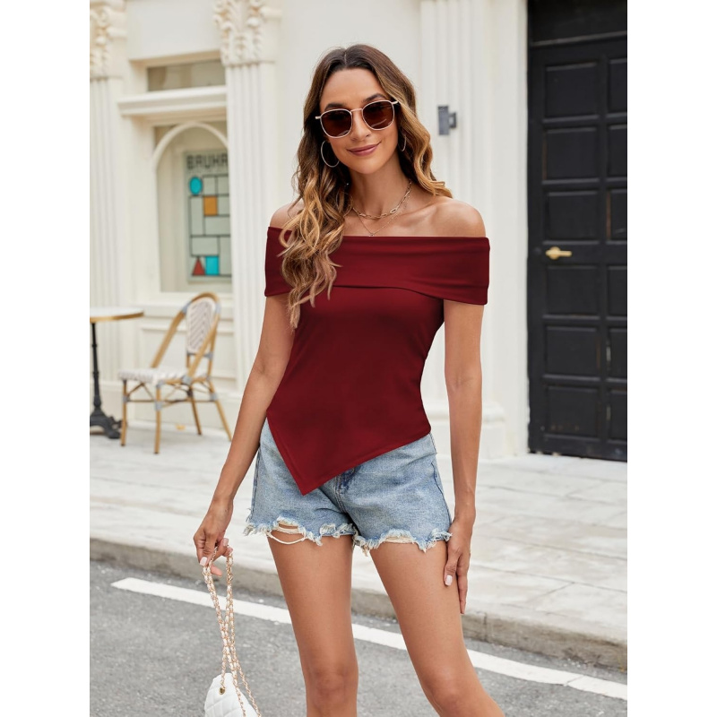 Asymmetrical Y2k Summer Cute Off Shoulder Tops
