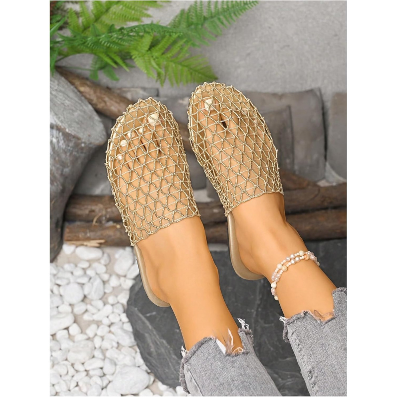 Women's Fishnet Mesh Summer Flat Sandals