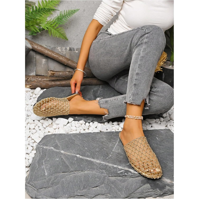 Women's Fishnet Mesh Summer Flat Sandals
