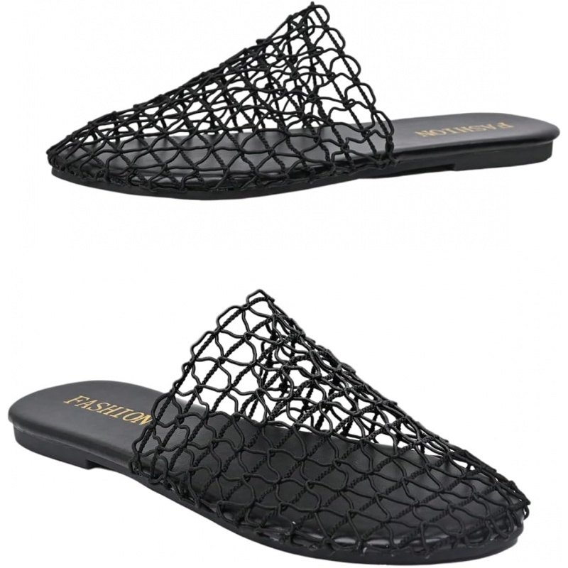 Women's Fishnet Mesh Summer Flat Sandals