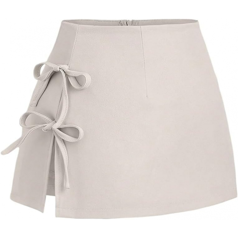 Women's Bow Knot Side Split Mini Skirt