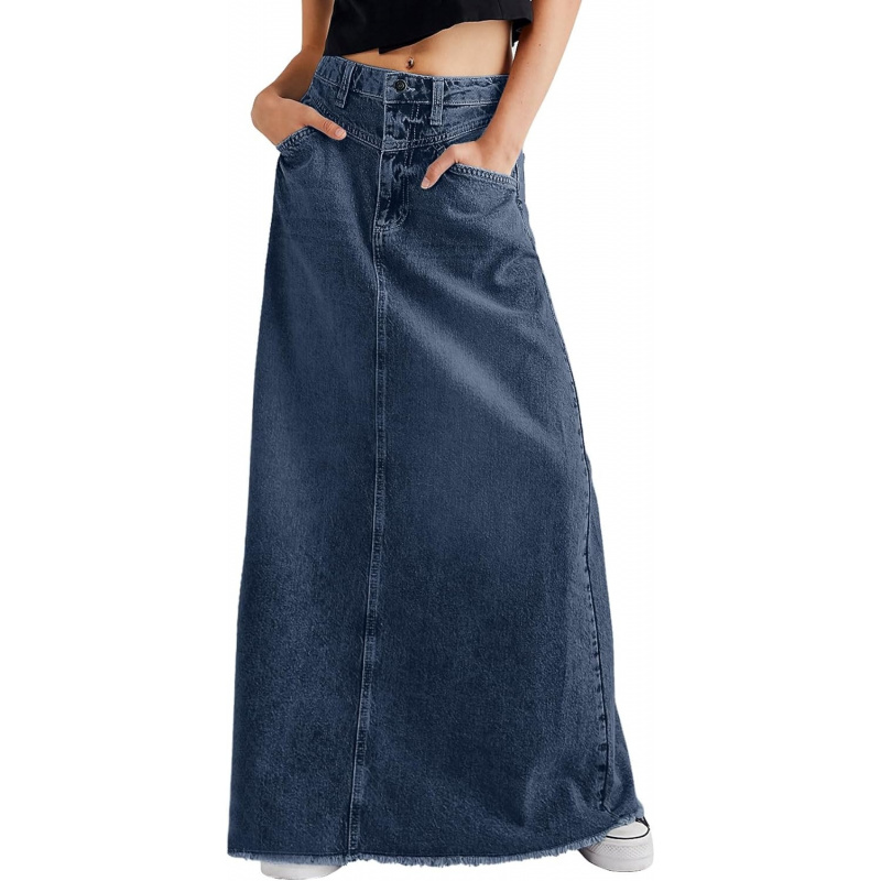 Women's Vintage Denim Maxi Skirt