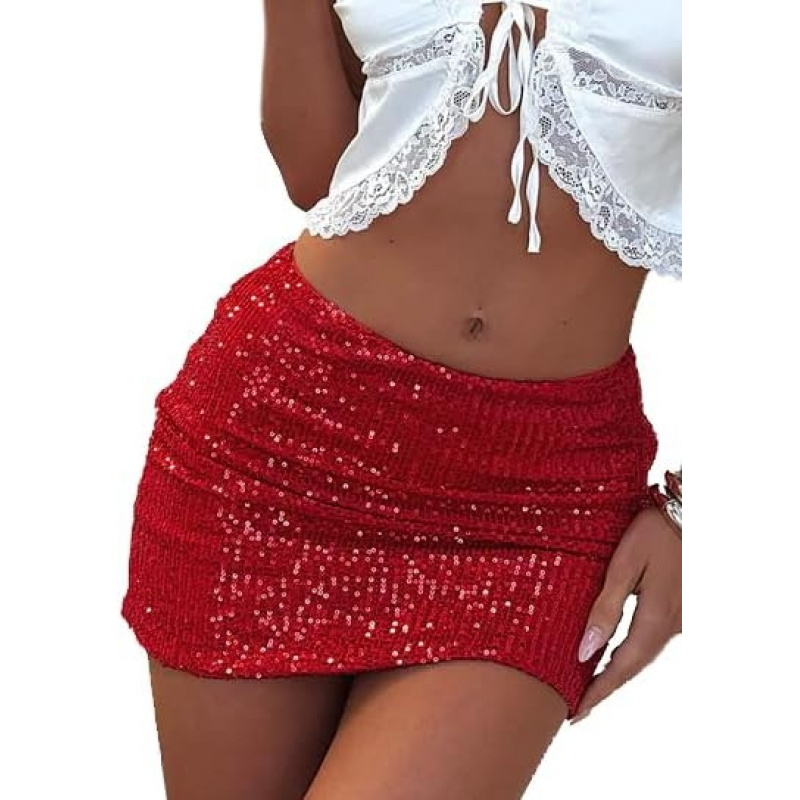 Women's Low Rise Shiny Sequin Stretch Glitter