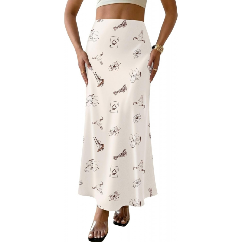 Women's Satin Maxi Skirt Long A Line
